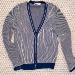Tory Burch Navy Stripe Cardigan